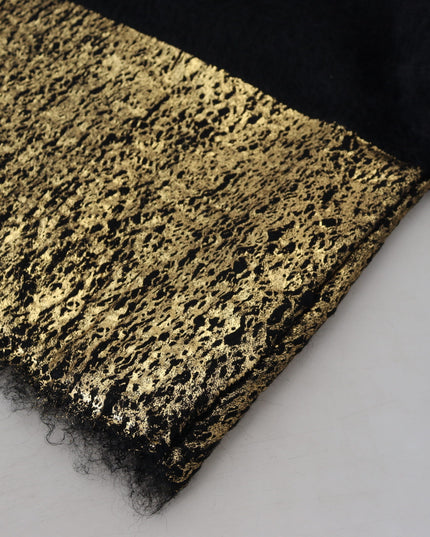 Dolce & Gabbana Black Gold Turtleneck Mohair Pullover Mens Sweater