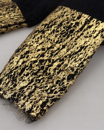 Dolce & Gabbana Black Gold Turtleneck Mohair Pullover Mens Sweater