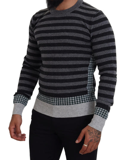Dolce & Gabbana Black Gray Wool Logo Pullover Sweater
