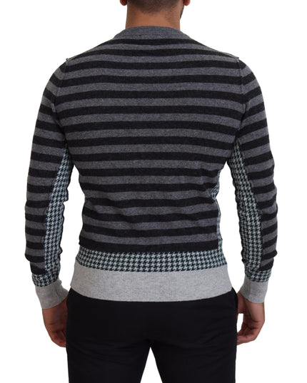 Dolce & Gabbana Black Gray Wool Logo Pullover Sweater