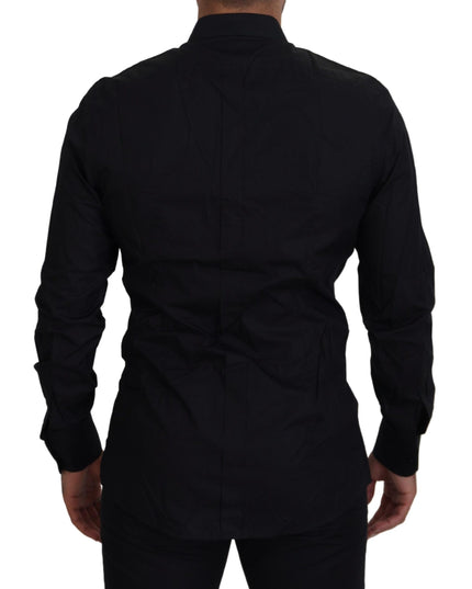 Dolce & Gabbana Black Gold Crown Slim Fit Dress Formal Shirt