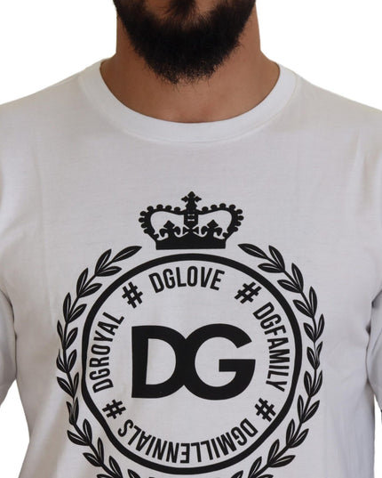 Dolce & Gabbana White Blue DG Crown Pullover Sweater
