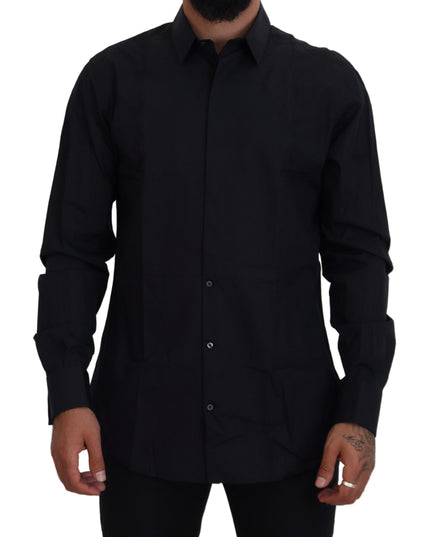 Dolce & Gabbana Black Gold Cotton Slim Fit Dress Mens Shirt