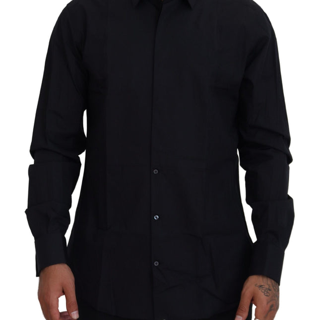 Dolce & Gabbana Black Gold Cotton Slim Fit Dress Mens Shirt