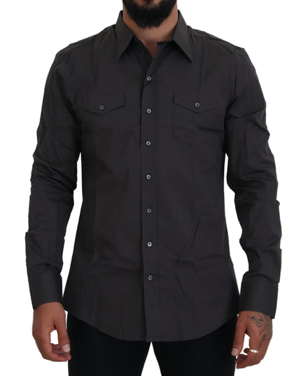 Dolce & Gabbana Gray SICILIA Slim Fit Stretch Dress Shirt