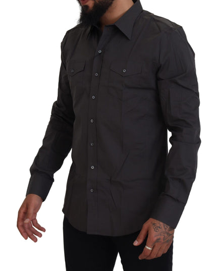 Dolce & Gabbana Gray SICILIA Slim Fit Stretch Dress Shirt