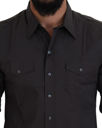 Dolce & Gabbana Gray SICILIA Slim Fit Stretch Dress Shirt