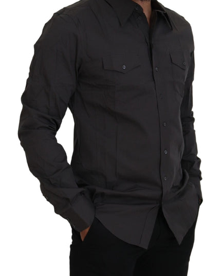 Dolce & Gabbana Gray SICILIA Slim Fit Stretch Dress Shirt