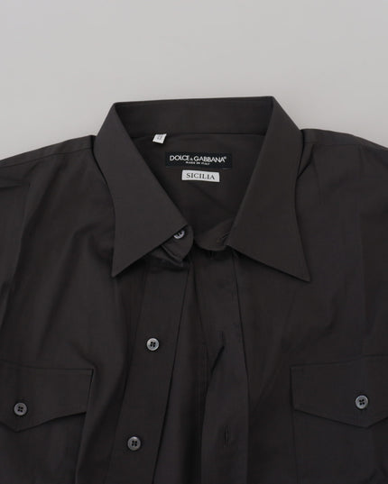 Dolce & Gabbana Gray SICILIA Slim Fit Stretch Dress Shirt