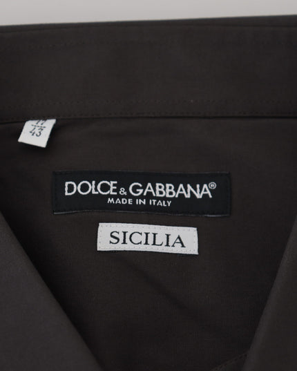 Dolce & Gabbana Gray SICILIA Slim Fit Stretch Dress Shirt