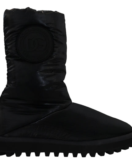 Dolce & Gabbana Black Boots Padded Mid Calf Winter Shoes