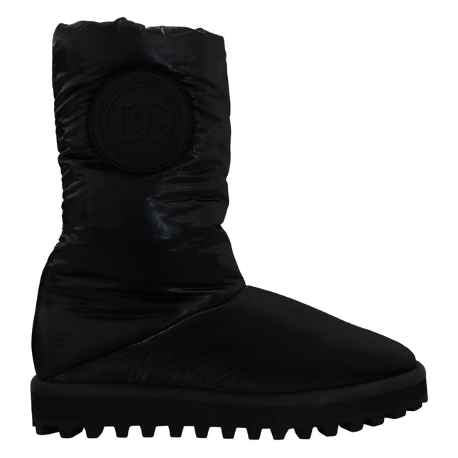 Dolce & Gabbana Black Boots Padded Mid Calf Winter Shoes