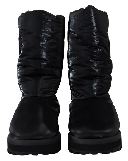 Dolce & Gabbana Black Boots Padded Mid Calf Winter Shoes