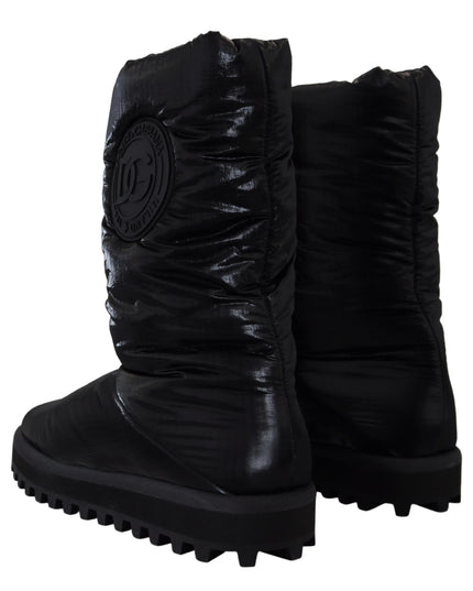 Dolce & Gabbana Black Boots Padded Mid Calf Winter Shoes