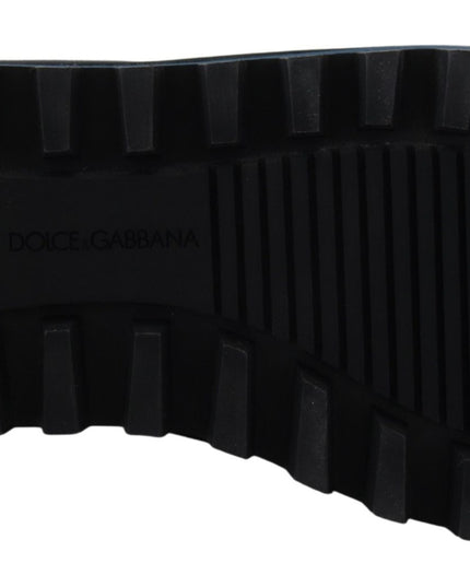 Dolce & Gabbana Blue Nylon Boots Padded Mid Calf Shoes