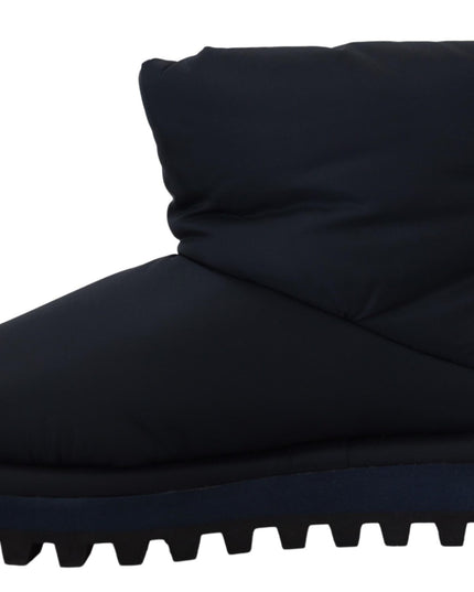 Dolce & Gabbana Blue Nylon Boots Padded Mid Calf Shoes