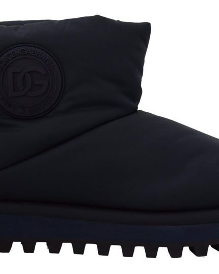 Dolce & Gabbana Blue Nylon Boots Padded Mid Calf Shoes