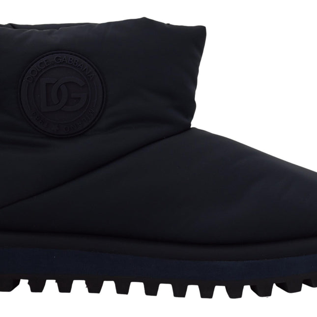 Dolce & Gabbana Blue Nylon Boots Padded Mid Calf Shoes