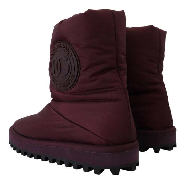 Dolce & Gabbana Bordeaux Nylon Boots Padded Mid Shoes