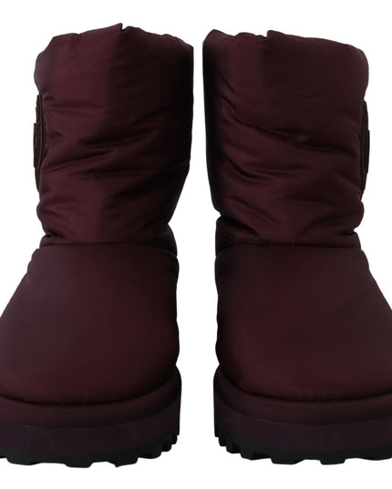 Dolce & Gabbana Bordeaux Nylon Boots Padded Mid Shoes