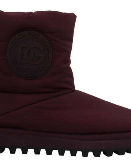 Dolce & Gabbana Bordeaux Nylon Boots Padded Mid Shoes