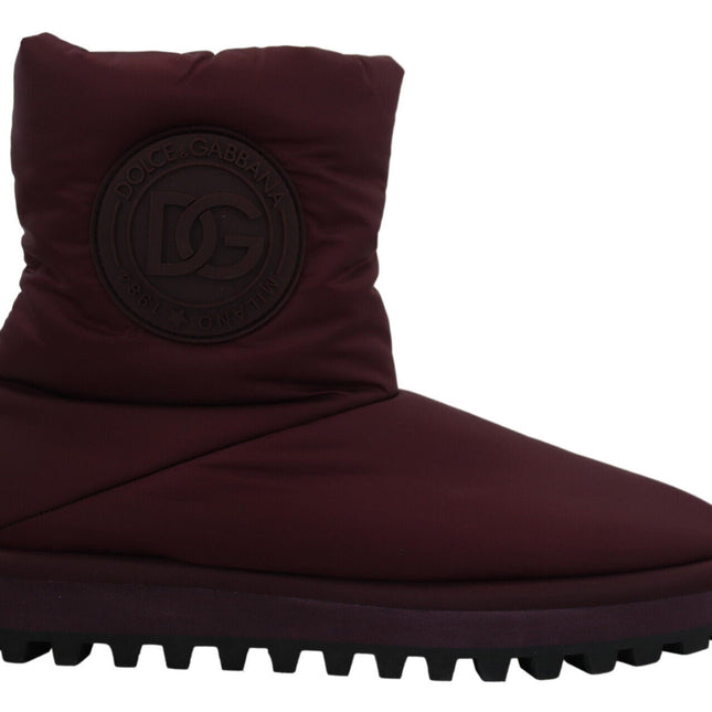 Dolce & Gabbana Bordeaux Nylon Boots Padded Mid Shoes