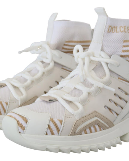 Dolce & Gabbana White Beige Sorrento Sneakers Shoes