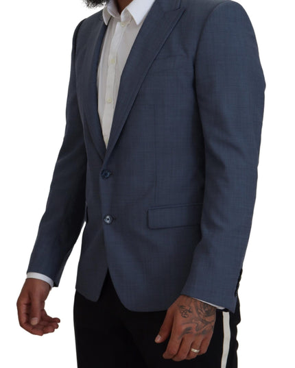 Dolce & Gabbana Blue Wool Stretch Slim Fit Jacket Blazer