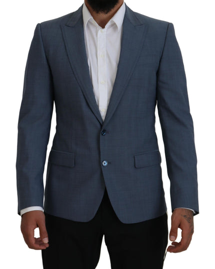Dolce & Gabbana Blue Wool Stretch Slim Fit Jacket Blazer