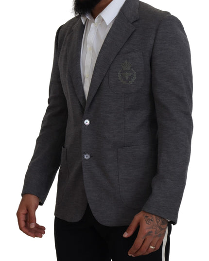 Dolce & Gabbana Gray Wool Stretch Slim Fit Jacket Blazer