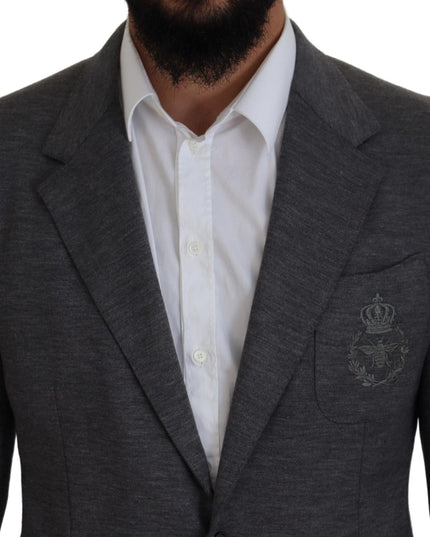 Dolce & Gabbana Gray Wool Stretch Slim Fit Jacket Blazer
