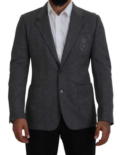 Dolce & Gabbana Gray Wool Stretch Slim Fit Jacket Blazer