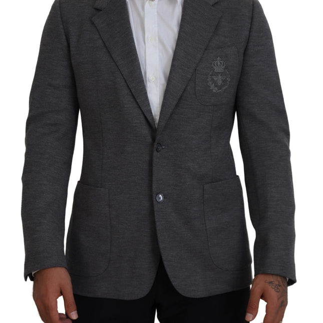 Dolce & Gabbana Gray Wool Stretch Slim Fit Jacket Blazer