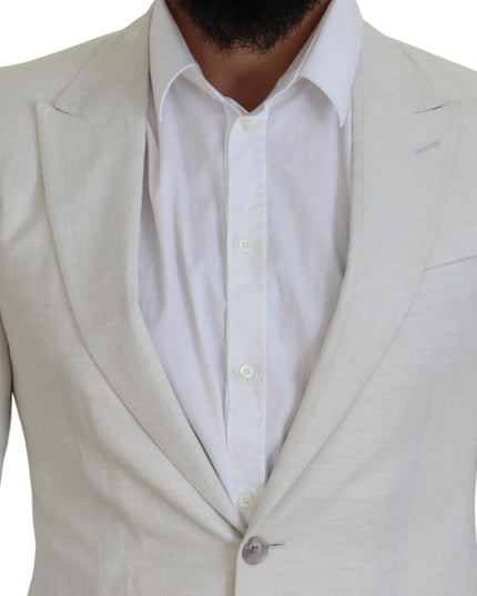 Dolce & Gabbana White Linen Slim Fit Jacket Blazer