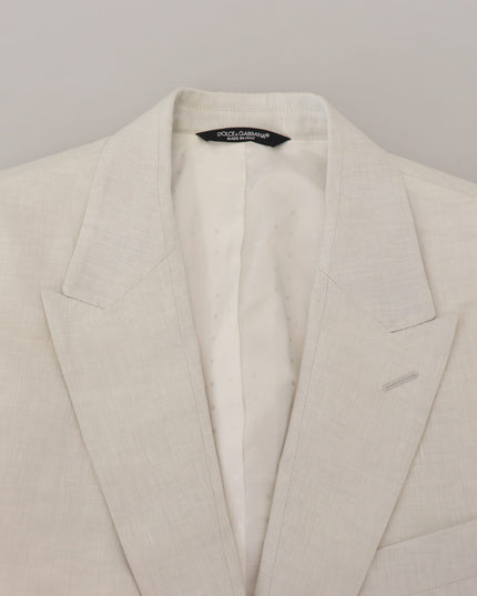 Dolce & Gabbana White Linen Slim Fit Jacket Blazer