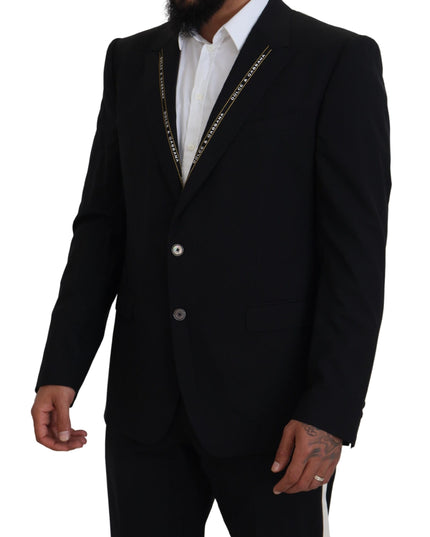 Dolce & Gabbana Black Wool Stretch Slim Fit Jacket Blazer