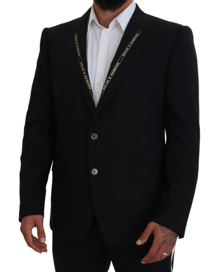 Dolce & Gabbana Black Wool Stretch Slim Fit Jacket Blazer