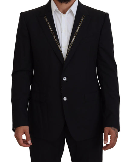 Dolce & Gabbana Black Wool Stretch Slim Fit Jacket Blazer