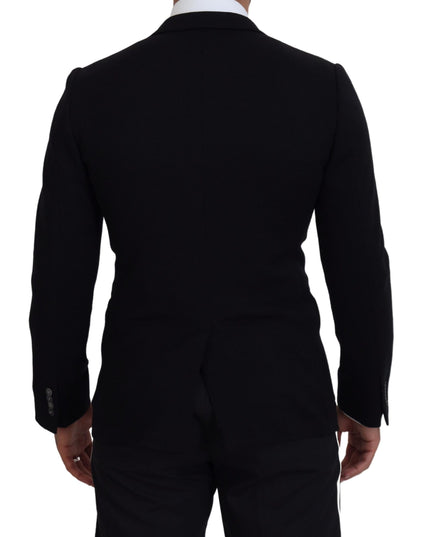 Dolce & Gabbana Black Wool Crown Slim Fit Jacket Blazer