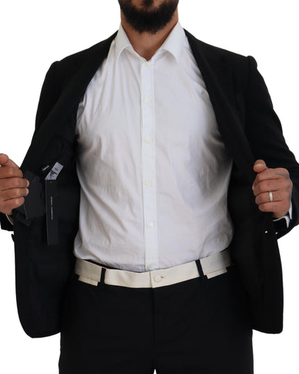 Dolce & Gabbana Black Wool Crown Slim Fit Jacket Blazer