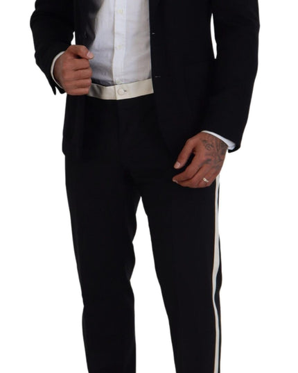 Dolce & Gabbana Black Wool Crown Slim Fit Jacket Blazer