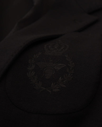 Dolce & Gabbana Black Wool Crown Slim Fit Jacket Blazer