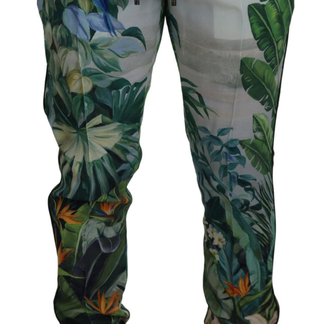 Dolce & Gabbana White Floral Printed Men Jogger Pants