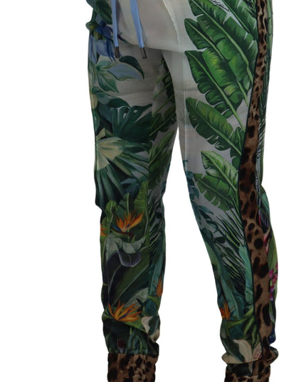 Dolce & Gabbana White Floral Printed Men Jogger Pants