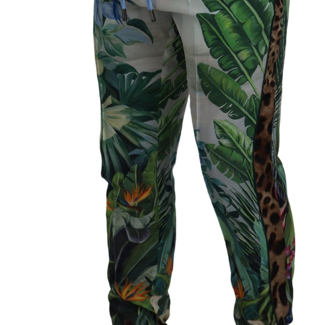 Dolce & Gabbana White Floral Printed Men Jogger Pants
