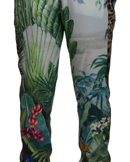 Dolce & Gabbana White Floral Printed Men Jogger Pants