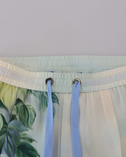 Dolce & Gabbana White Floral Printed Men Jogger Pants