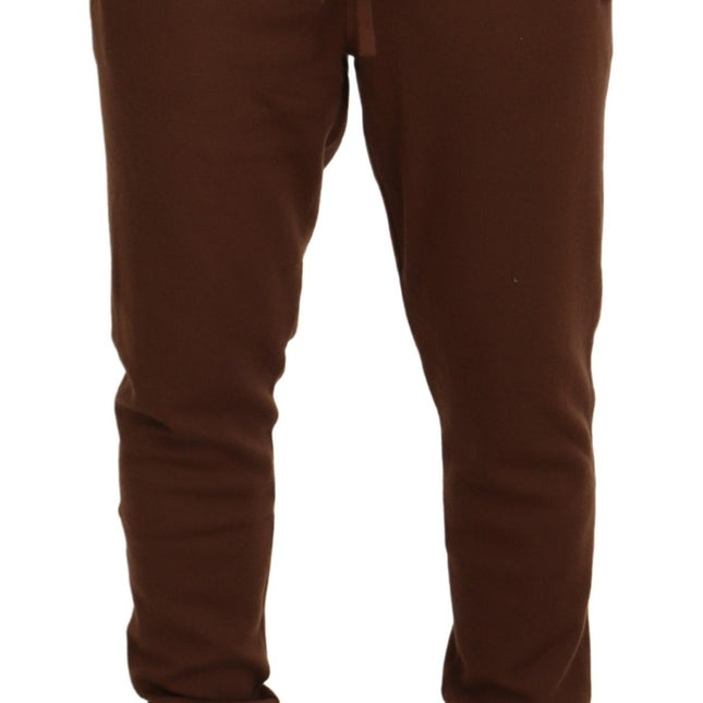 Dolce & Gabbana Brown Cashmere Men Drawstring Jogger Pants