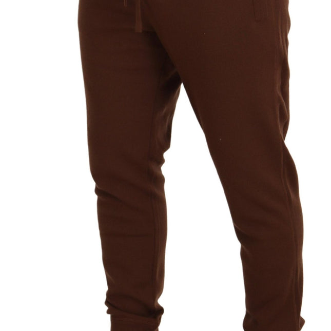Dolce & Gabbana Brown Cashmere Men Drawstring Jogger Pants