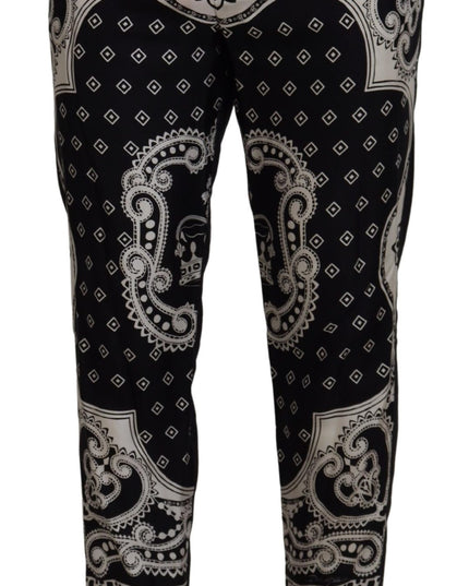 Dolce & Gabbana Black Silk Bandana Print Pants